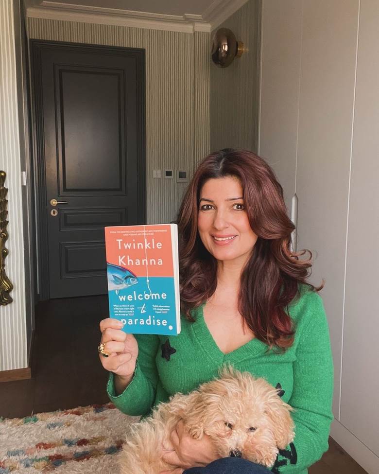 Twinkle Khanna photo with a dog
